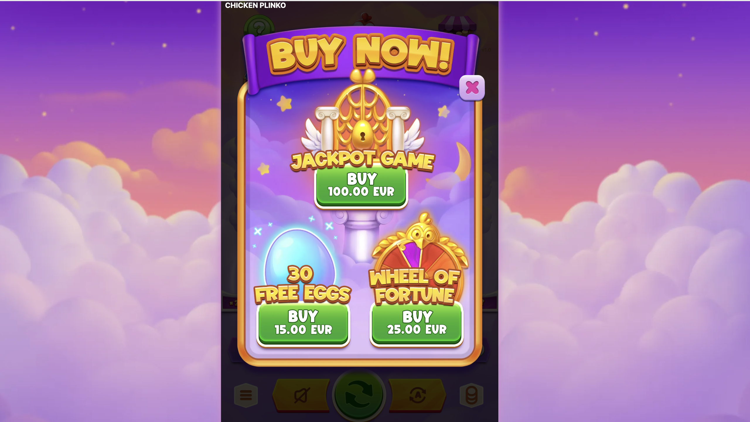 Buy-Bonus-Shop von Chicken Plinko mit den kaufbaren Bonusrunden