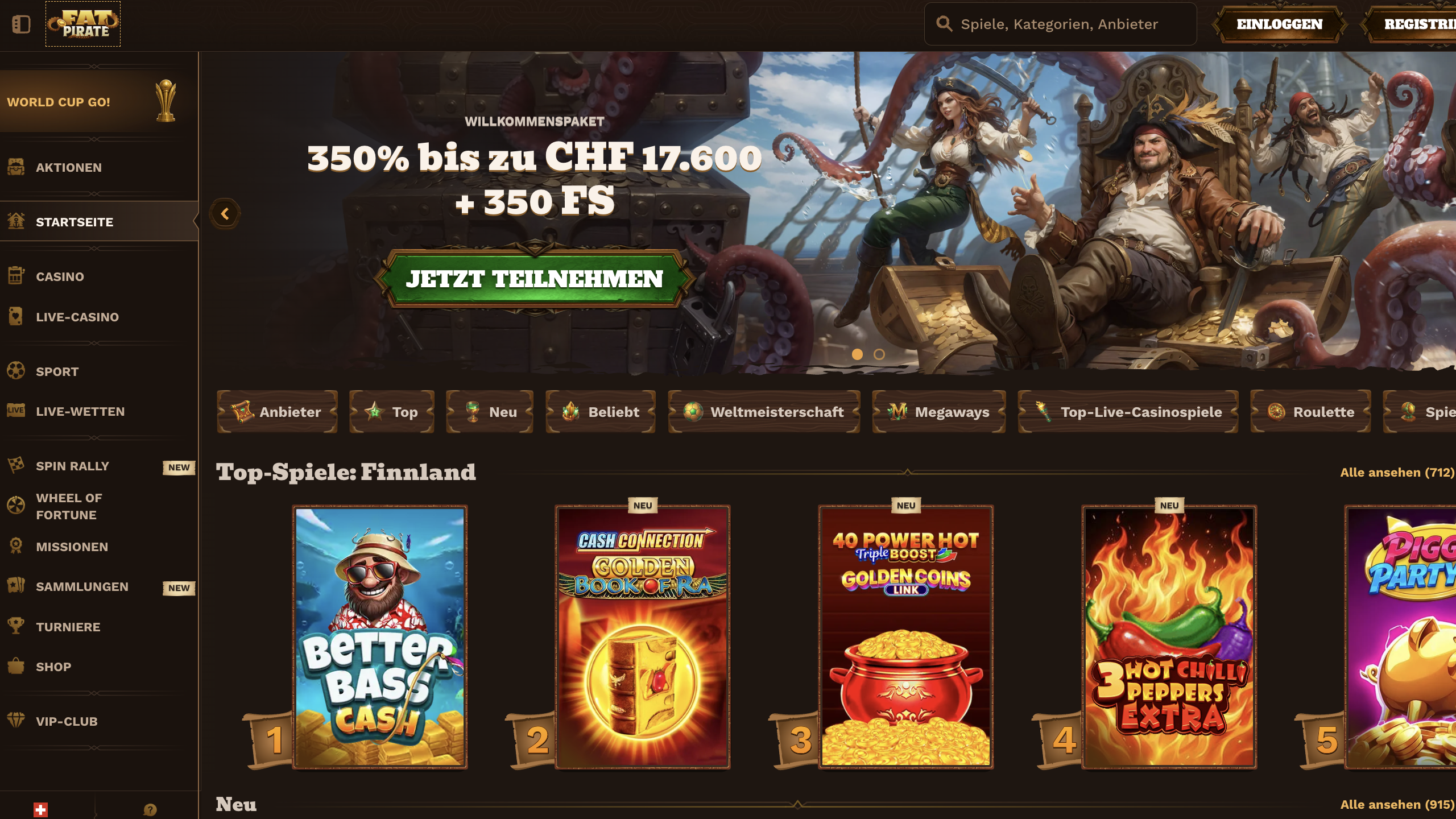 Fat Pirate Casino Lobby